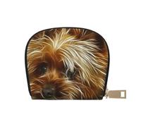 Funny Yorkie Leather Semi-Circular Card Bag, Compact and Convenient, Easy to Store
