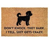 Funny Yorkipoo Entrance Doormat - Don't Knock They Bark I Yell Gets Crazy - Bold Quote for Porch - Patio - Indoor Decor - Durable Non Slip Floor Mat - Pet Owners - Everyday Use