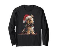 Funny Yorkshire Terrier Christmas Graphics Dog Lights Lover Long Sleeve T-Shirt