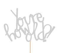 Funny You're How Old? Happy Birthday Glitter Topper by Cakeshop | Custom Colour Rude Joke Cake Decoration for Her/Him 18th 19th 20th 21st 30th 40th 50th 60th 70th 80th 90th Celebration Light Silver