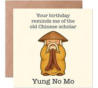 Funny Yung No Mo Chinese Scholar Birthday Card, Getting Old Birthday Card - Hilarious Ageing Joke Greeting Card for Friends, Family, Colleagues, Humorous Birthday Gift for Men & Women