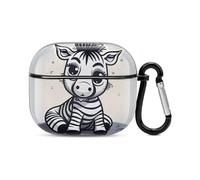 Funny Zebra Bluetooth Earbuds Case Cover Full Body Shockproof Protection Hard Case Support Wireless Charging with Keychain Personalized Gift for AirPods 3