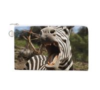 Funny Zebra Coin Purse Canvas Wallet with Zipper Portable Mini Change Pouch Cute Money Pouch Small Organizer Coin Card Key Holder for Women Girls Daily Use Gift