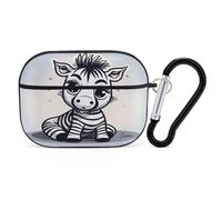 Funny Zebra Earbuds Organizer Shockproof Protective Airpods Pro Cover with Carabiner Clip Anti Fall Carrying Earphone Case Cover for Airpods Pro 2nd Generation Black