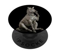 Funny Zebra Thinker Pose Animal Philosophy Humor PopSockets Adhesive PopGrip