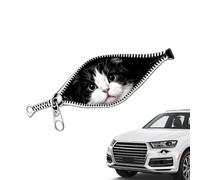 Funny Zipper Cat Car Stickers, Waterproof Gloss Finish Vinyl Decals, Cute Car Stickers for Windshield Trailer Truck Dashboard Mirror Glass Laptop Luggage