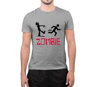 Funny Zombie and Man Running Birthday Gift DAD Father TOP Amazing T Shirt (Grey, Medium)