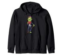 Funny Zombie School Teacher Reading A Book Halloween Zip Hoodie