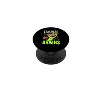 Funny Zombie Teacher Teachers Love Brains Halloween School PopSockets Adhesive PopGrip
