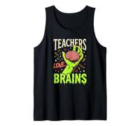 Funny Zombie Teacher Teachers Love Brains Halloween School Tank Top