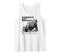 Funny Zombies Eat Brains So You're Safe Horror Undead Art Tank Top