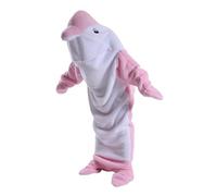 FunnyCos Dolphin Sleeping Bag One-Piece Pajamas Wearable Blanket Animal Cosplay Costume Unisex Novelty Loungewear Sleepwear Pink,M