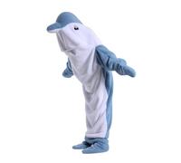 FunnyCos Dolphin Sleeping Bag One-Piece Pajamas Wearable Blanket Animal Cosplay Costume Unisex Novelty Loungewear Sleepwear Blue,M