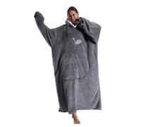 FunnyCos Long Oversized Wearable Blanket Hoodie for Adult Women Men Warm&Cozy Pluffy Blanket Hoodie with Big Pocket Grey