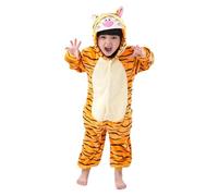FunnyCos Unisex Kids Hooded Animal Onesie Supersoft Flannel Costume Pajamas Fancy Dress Playsuit Jumpsuit Tigger 130
