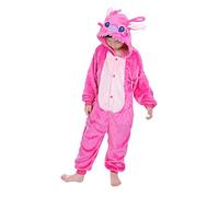 FunnyCos Unisex Kids Hooded Animal Onesie Supersoft Flannel Costume Pajamas Fancy Dress Playsuit Jumpsuit Hot Pink Stitch 120