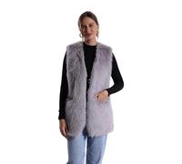 FunnyCos Women's Faux Rabbit Fur Vest Jacket Waistcoat Coat Winter V Neck Sleeveless Fluffy Warm Fake Fur Gilet with Pockets Light Grey,L