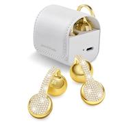 FUNNYEAH JewelPods C01 Pro Open Headphone, Stylish Wireless Bluetooth Earbuds with Excellent Sound (Retro, Yellow Gold & Leather)