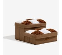 FUNNYFUZZY Chessboard Plaid Handcrafted Dog Stairs with Storage Two Steps Brown