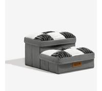 FUNNYFUZZY Chessboard Plaid Handcrafted Dog Stairs with Storage Two Steps Gray