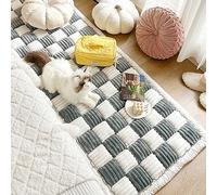 FunnyFuzzy Cream-Coloured Large Plaid Square Pet Mat Bed Couch Cover, Funny Fuzzy Dog Bed, Funny Fuzzy Couch Cover, Dog Blankets For Large Dogs, Waterproof Blanket Dog Bed Cover Pet Blanket