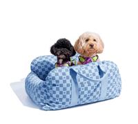 FUNNYFUZZY Dog Car Seat Carrier - 2 Washable Detachable Booster Seats With Storage Pocket, Safety Clip-On Leash - Portable Travel Pet Bed for Dogs & Cats