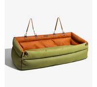 FUNNYFUZZY Large Luxury Faux Leather Dog Car Seat Booster Bed - Green Oversized