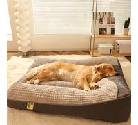 FUNNYFUZZY Large Thickened Scratch-Resistant Spine-Support Dog Mat Bed - Brown Size XL