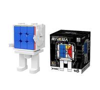 FunnyGoo MoYu Cube Robot MF8964 Cubing Classroom MFJS Meilong 3 3x3 Magic Puzzles Cube Stickerless with White Robot Shape Display Stand