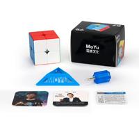 FunnyGoo MoYu MFJS Mofang jiaoshi Cubing Classroom Meilong 2 M 2x2 Magic Puzzle Cube MeiLong 2M 2x2x2 cube Stickerless with MoYu logo bag and stand (Stand's color may vary)