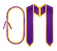 Funnysoft 2025 Graduation Leis with Graduation Stole Set Grad Sash Ribbon Necklace Braided Necklace Class Grad Gift Women Men, about 48 inches in total length, satin, No Gemstone