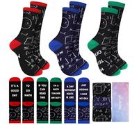 Funnysoft 3 Pair Math Teacher Appreciation Gifts for Men Women Math Teachers Retirement Socks Novelty Cotton Socks Algebra Geometry Math Genius Socks for Math Lovers Teachers, Mainly Red, Green, Blue,