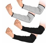 Funnytek 2 Pairs Arm Protection Sleeves, 31cm Cut Resistant Safety Arm Sleeves Work Arm Wrist Anti Cut Guard Bracers Protector Forearm Wrist Arm Protector Sleeve Gloves for Garden Kitchen Farm Work