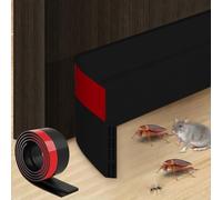 Funnytek 2M Door Draft Excluder Strip, Self Adhesive Soundproof Weather Proof Door Seal for Preventing Bugs, Energy Saving - Black