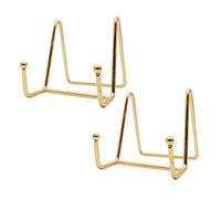 Funnytek 2PCS 3 inch Plate Stands - Metal Frame Holders for Photo, Pictures, Decorative Plate Dish and Tabletop Art, Gold