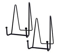 Funnytek 2PCS 6 Inch Plate Stands for Display - Metal Frame Holders for Photos, Pictures, Decorative Plates, Dishes and Tabletop Art, Black