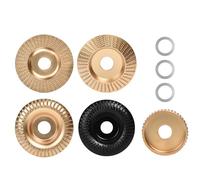 Funnytek 5PCS Angle Grinder Wood Carving Disc Set, 22.23mm Arbor Tungsten Carbide & Carbon Steel Very Coarse Grit Abrasive Discs for Shaping, Polishing & Carving Wood with Angle Grinder