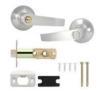 Funnytek Lever Door Handle Lock, Bathroom Door Handle with Lock, Safe Lockset for Entry, Passage, Bathroom, Balcony (with Key), Latch Size 60/70mm Stainless Steel+Aluminum Alloy