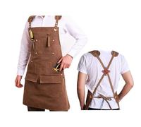 Funnytek Work Apron with 12 Tool Pockets, Heavy Duty Thick Canvas Adjustable Carpenter Apron, Woodworker with Cross-Back Straps, Fit Kitchen, Garden, Pottery, Craft Workshop, Garage for Men and Women