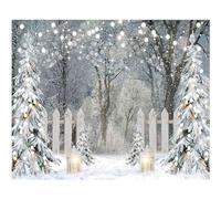 Funnytree 10x8FT Winter Photography Backdrop Glitter Snowy Forest Pine Tree Background Let It Snow Christmas Xmas Holiday Party Decor Banner Portrait Studio Booth Photobooth Props