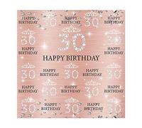 Funnytree 6x6ft Rose Gold Pink 30th Birthday Party Backdrop Crown Women Step and Repeat Diamond Glitter Shiny Photography Background Thirty Years Old Age Elegant Lady Decoration Banner Photo Booth