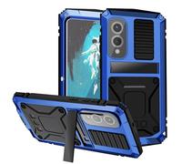 FunnyWin Compatible with Samsung Galaxy S25 FE Metal Case, Military Grade Heavy Duty Aluminum Rugged Cover with Screen Protector Stand Camera Control Shockproof Dustproof Full Body Protection (Blue)