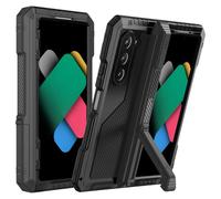 FunnyWin Metal Case Compatible with Samsung Z Fold 7 Aluminum Military Grade Rugged Case with S Pen Holder Metal Stand Hinge Protection Screen Protector Drop Tested Shockproof Full Cover (Black)
