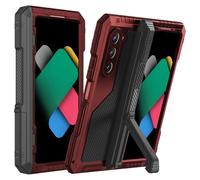 FunnyWin Metal Case Compatible with Samsung Z Fold 7 Aluminum Military Grade Rugged Case with S Pen Holder Metal Stand Hinge Protection Screen Protector Drop Tested Shockproof Full Cover (Red)