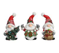 Funoasis 3PCS Resin Christmas Gnomes Statues Handmade Holiday Scandinavian Gnome Ornaments Small Thanksgiving Xmas Birthday Gifts Figurines Farmhouse Table Tiered Tray Decorations