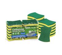 Funobo Non-Scratch Cellulose Scrub Sponge, Dual-Sided Dishwashing Sponge for Kitchen, 12 Pack , Heavy-Duty Cleaning & Stainless Steel - Eco-Friendly Sponges for Sink, Pots, Pan (Green - Heavy Duty)