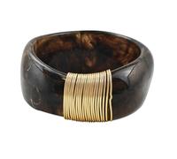 FUNOJOY Gold Acrylic Bangle Bracelets for Women Simple Oval Polished-Finish Chunky Bangle Bracelet Wide Chunky Fashion Jewelry Gift, M, Copper, no gemstone