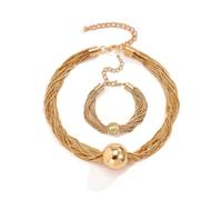 FUNOJOY Gold Chunky Bead Necklace Set for Women - Adjustable Layering Jewelry Set, Beads Necklace Jewelry, M, Copper, No Gemstone