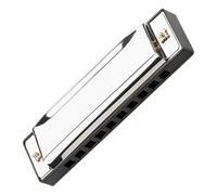 FUNOMOCYA 10 Hole Blues Harmonica Key of c Portable Metal Mouth Organ for Adults Beginners Students Educational Musical Instrument