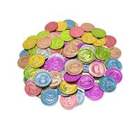 FUNOMOCYA 100pcs Colorful Plastic Treasure Coins Lightweight Party Game Tokens for Pirate Theme Halloween Birthday Carnivals and Stage Props